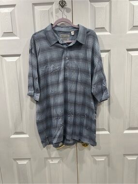 TEHAMA Men's Blue Striped Short-Sleeve Polo